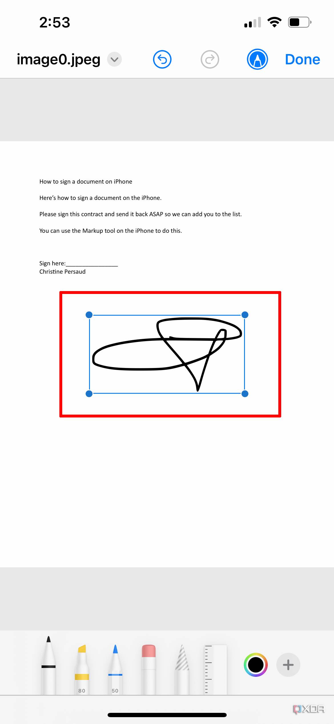 sign document iphone 10
