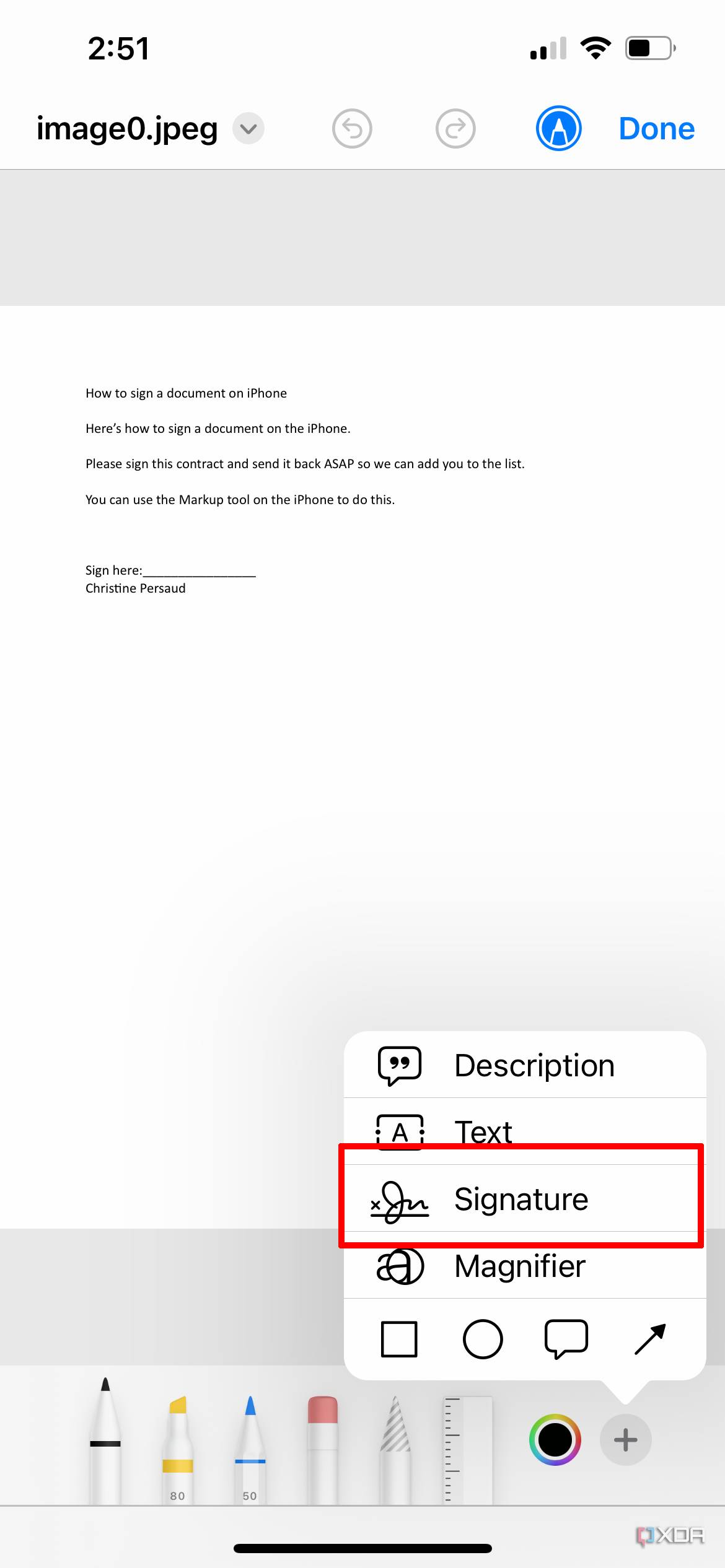 sign document iphone 7