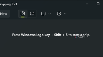 Screenshot of the Window 11 Snipping Tool window set to snip mode