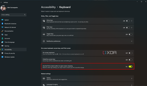 Screenshot of Windows 11 accessibility settings showing the option to use the Print Screen key as a shortcut for snipping tool