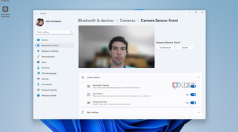 Screenshot of the Windows 11 Settings app showing camera effects
