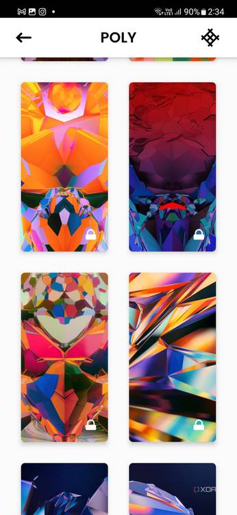 A screenshot showing a collection of abstract wallpapers within the Abstruct app.
