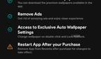 A screenshot showing premium subscription options and its benefit of Amoledpix wallpaper app.