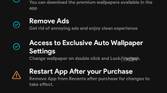 A screenshot showing premium subscription options and its benefit of Amoledpix wallpaper app.