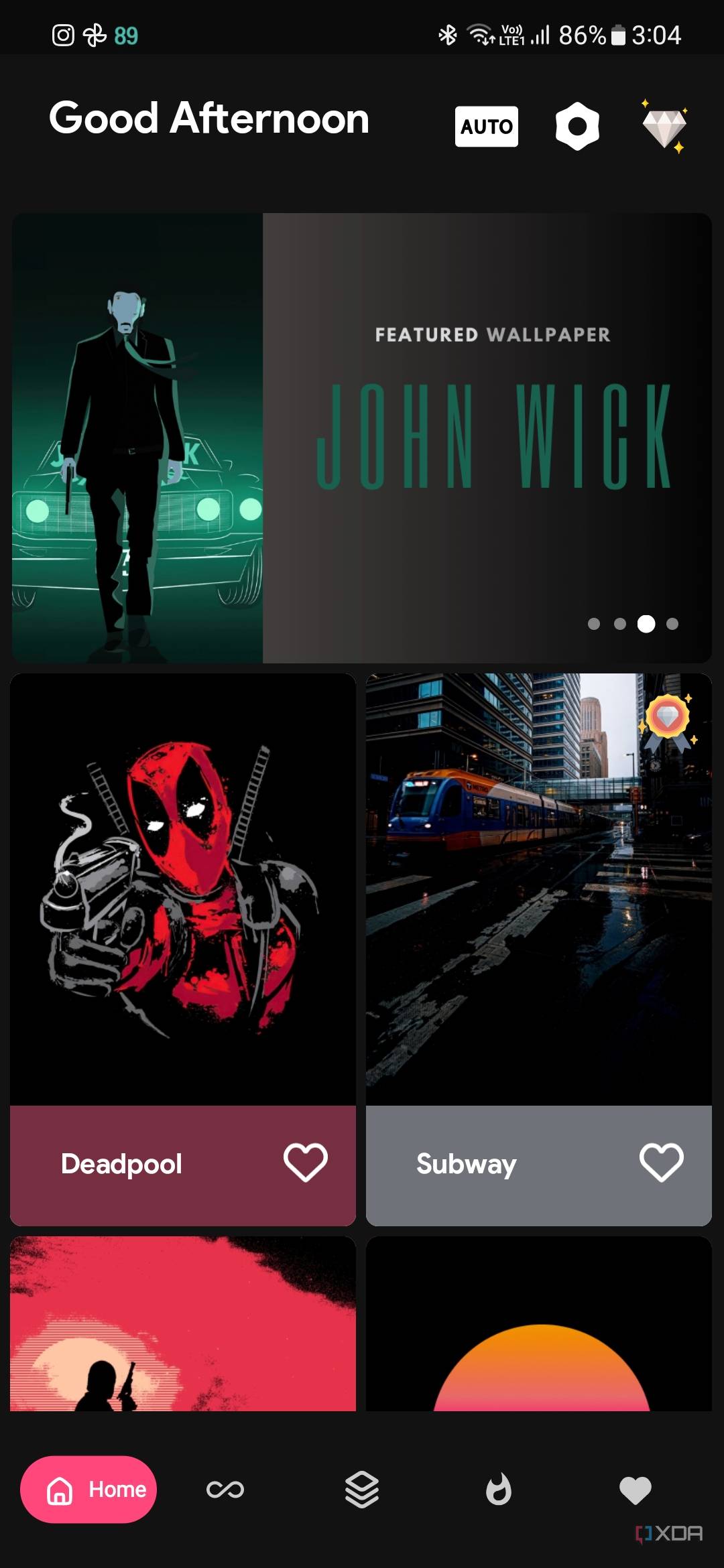 A screenshot showing a collection of wallpapers in Amoledpix wallpaper app.