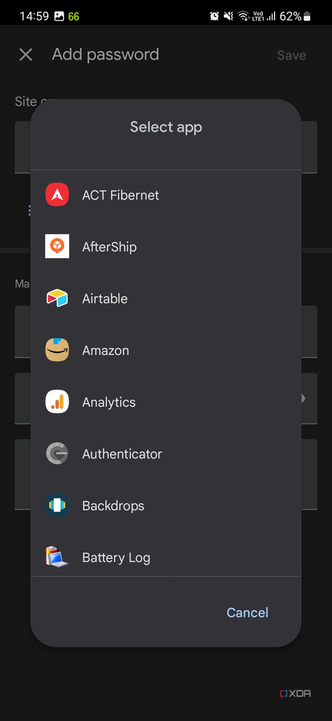 A screenshot showing the app selection screen with a collection of apps.