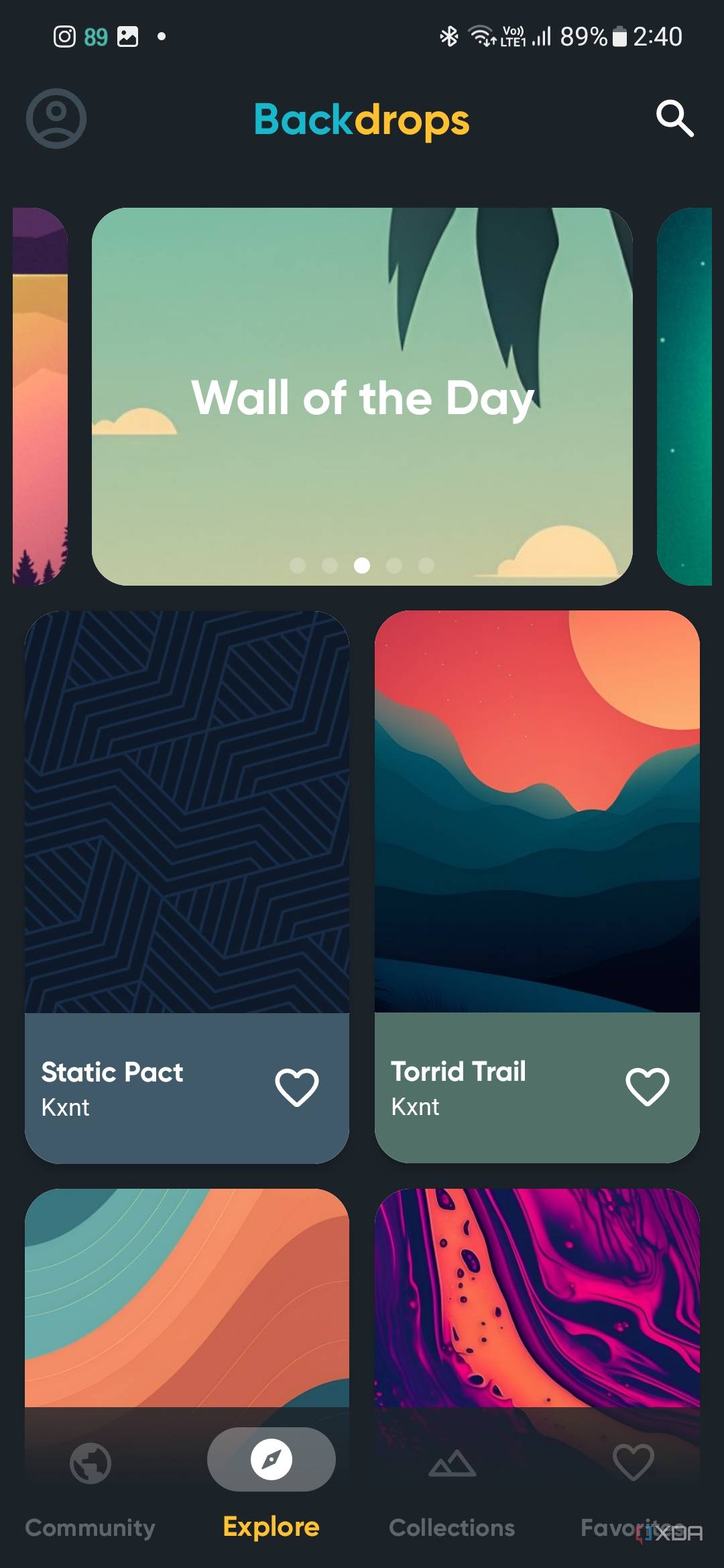 A screenshot showing a collection of wallpapers within the Backdrops app.