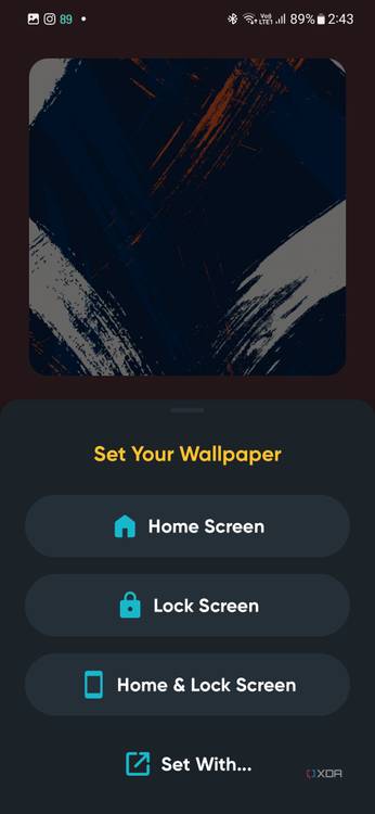 A screenshot showing different ways to apply the wallpaper on your phone.