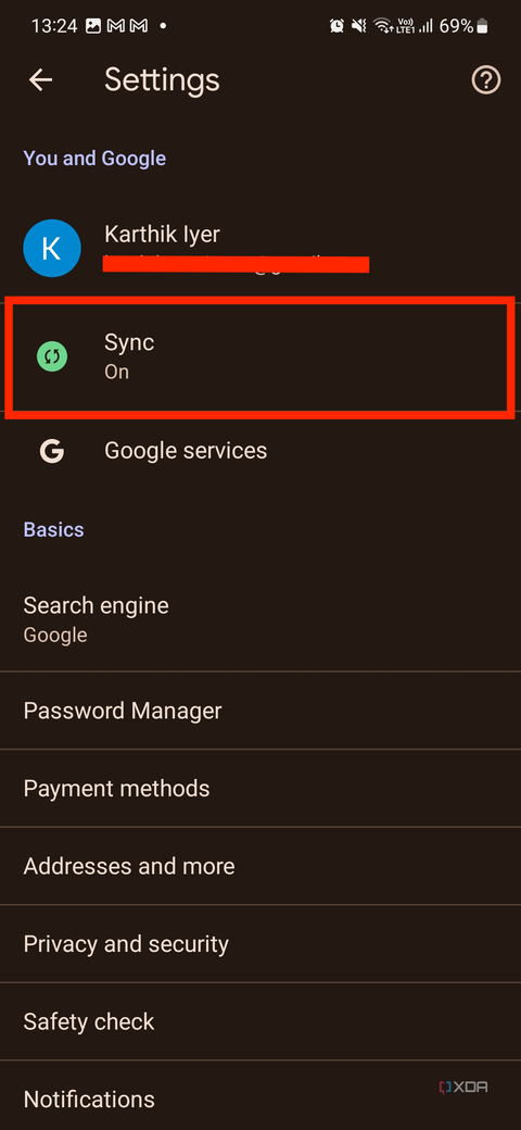A render showing the Chrome settings page on an Android phone.