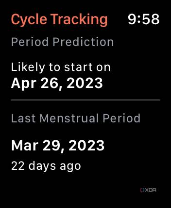 cycle tracking apple watch 4
