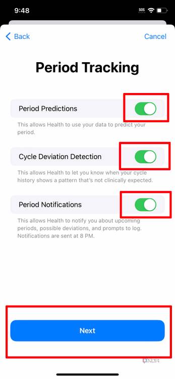 cycle tracking iphone 10