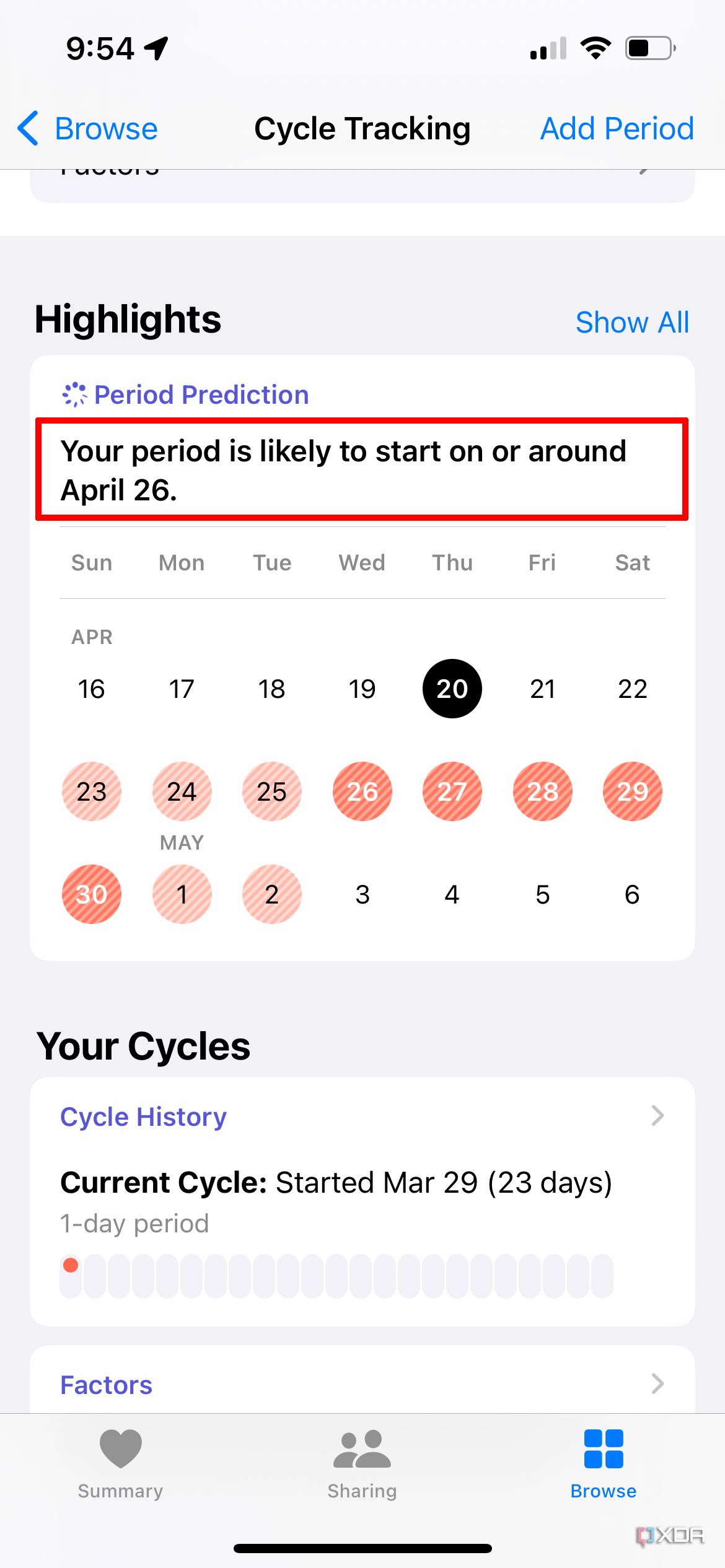 cycle tracking iphone 16