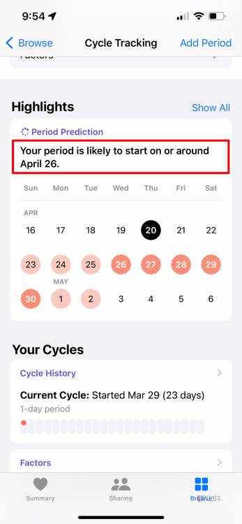 cycle tracking iphone 16