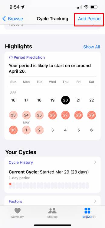 cycle tracking iphone 17