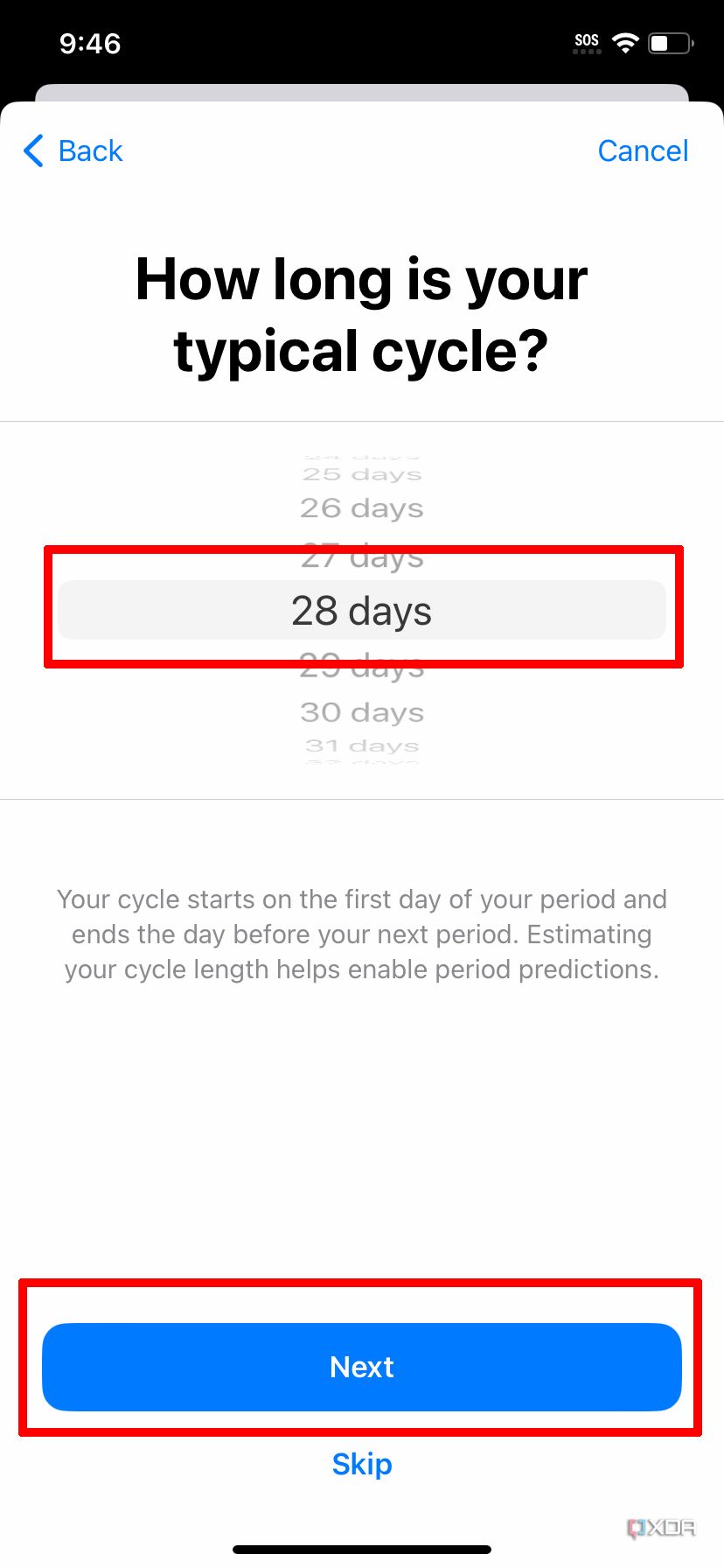 cycle tracking iphone 8
