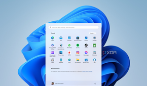 Screenshot of a Windows 11 desktop and Start menu with recommended content disabled