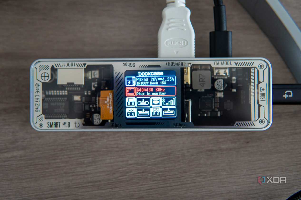 Dockcase Pro Epxlorer Edition indicating that a connected display has a resolution of 640 x 480 due to an error