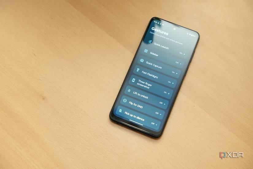 Motorola G Power 5G 2023 with Gesture menu open showing off custom commands