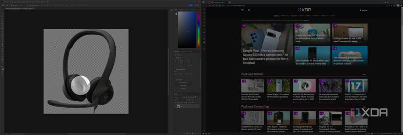 Screenshot of two Windows apps with a highlight area around the mouse cursor