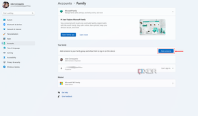 Screenshot of the Family page in the Windows 11 Settings app