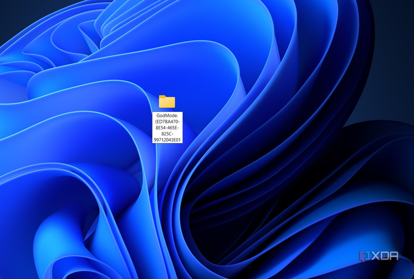 Screenshot of a folder created on a Windows 11 desktop. The folder is using a specific name to enable God Mode