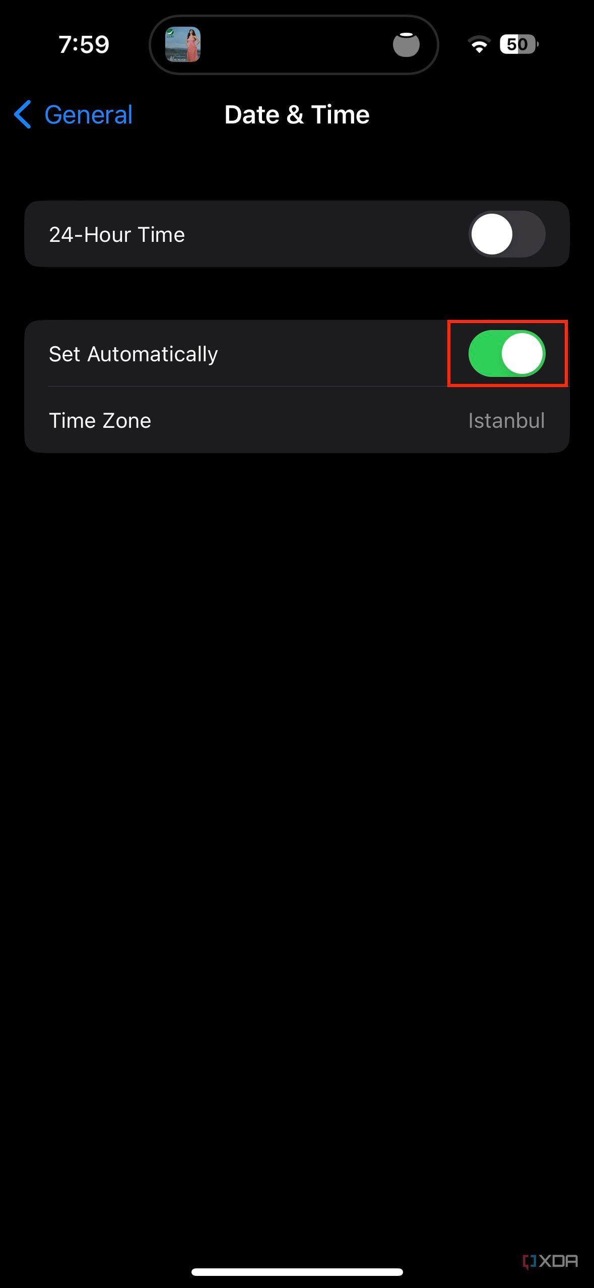 How to override the automatic date and time selection on iOS and iPadOS