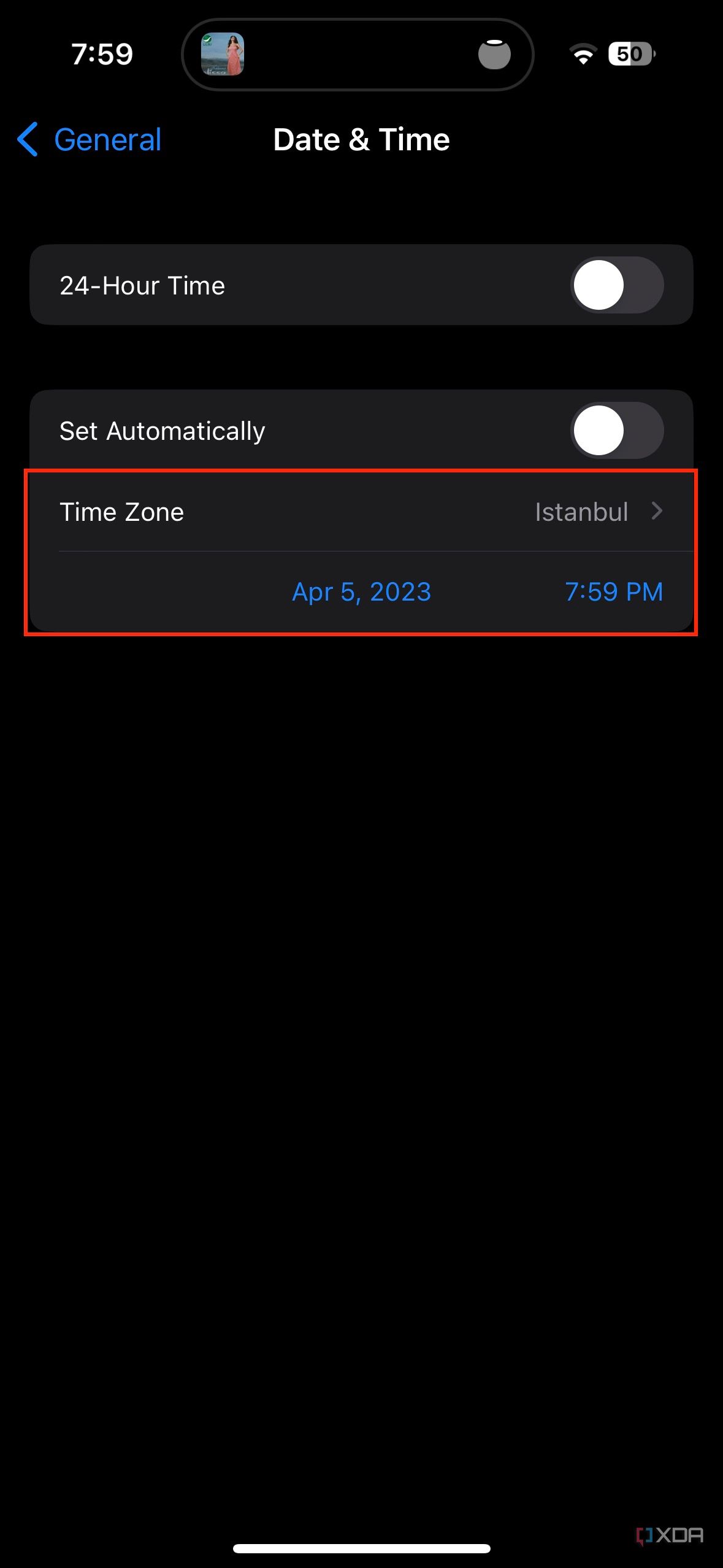 How to override the automatic date and time selection on iOS and iPadOS