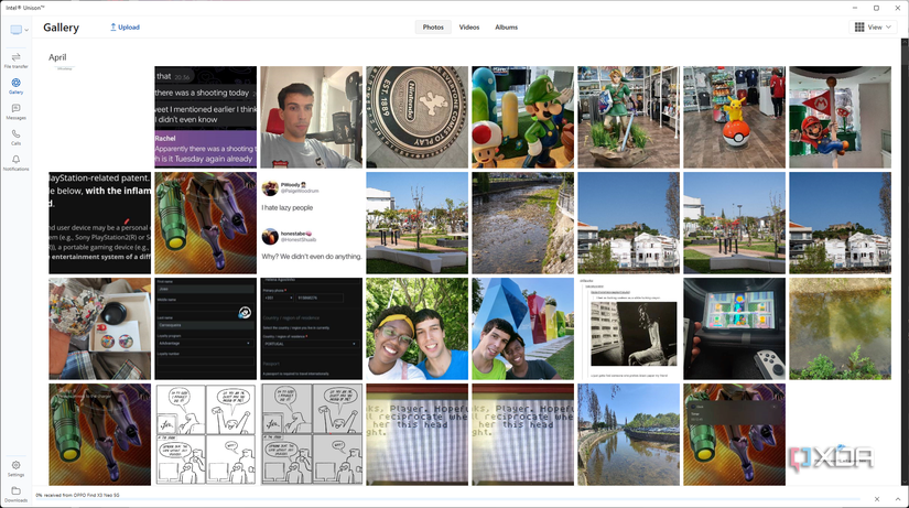 Screenshot of the Gallery section in Intel Unison for Windows