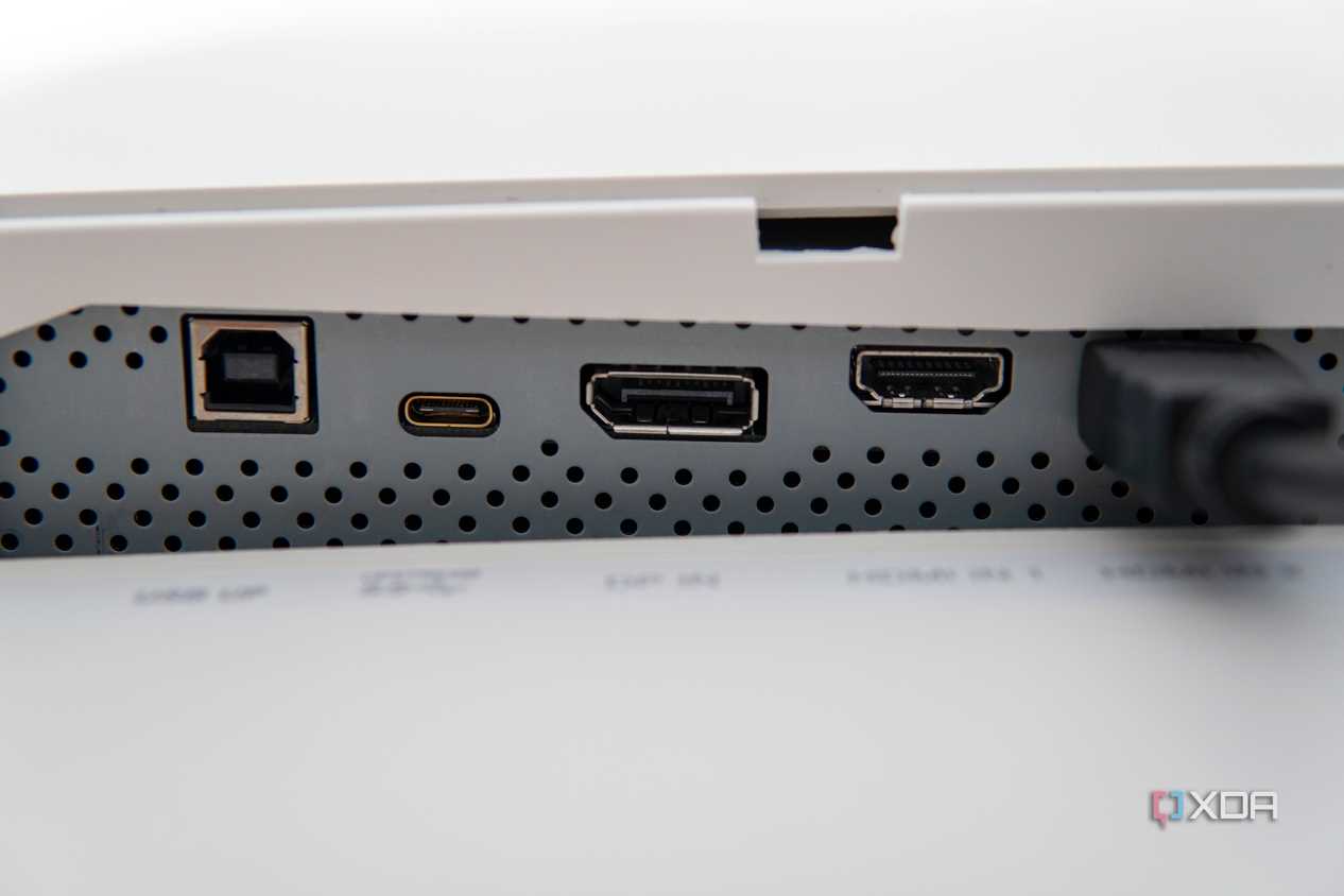 Close-up view of the ports on the LG UltraWide 49W95C