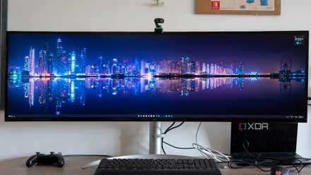 Front view of the LG UltraWide 49W95C monitor.