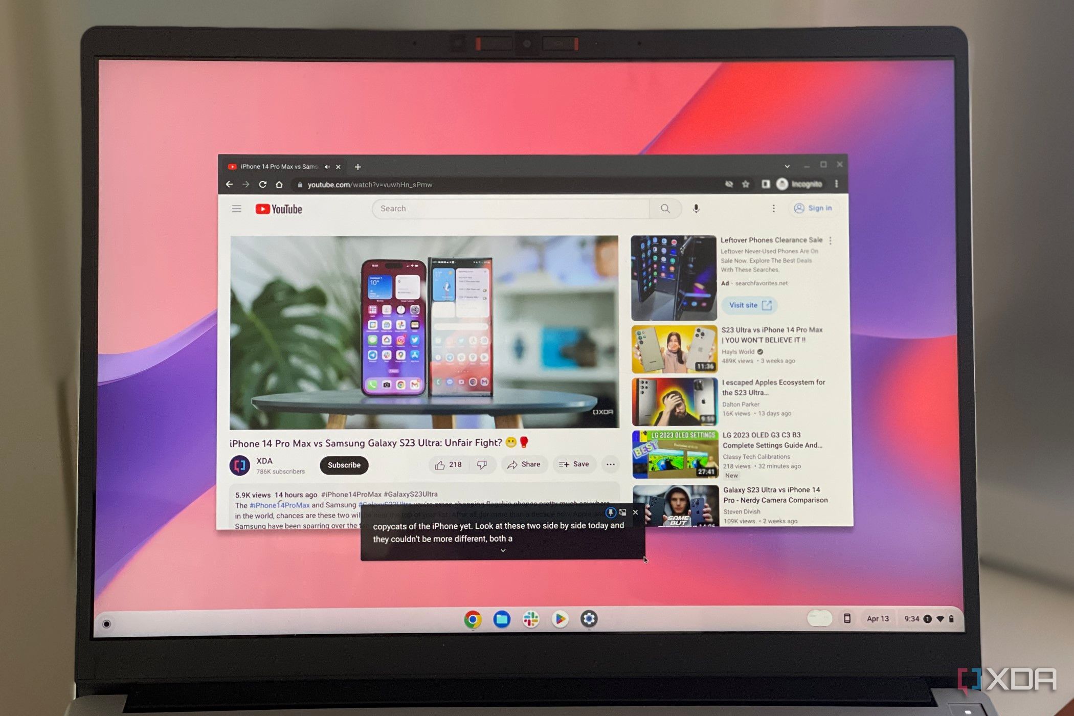 Live captions ChromeOS
