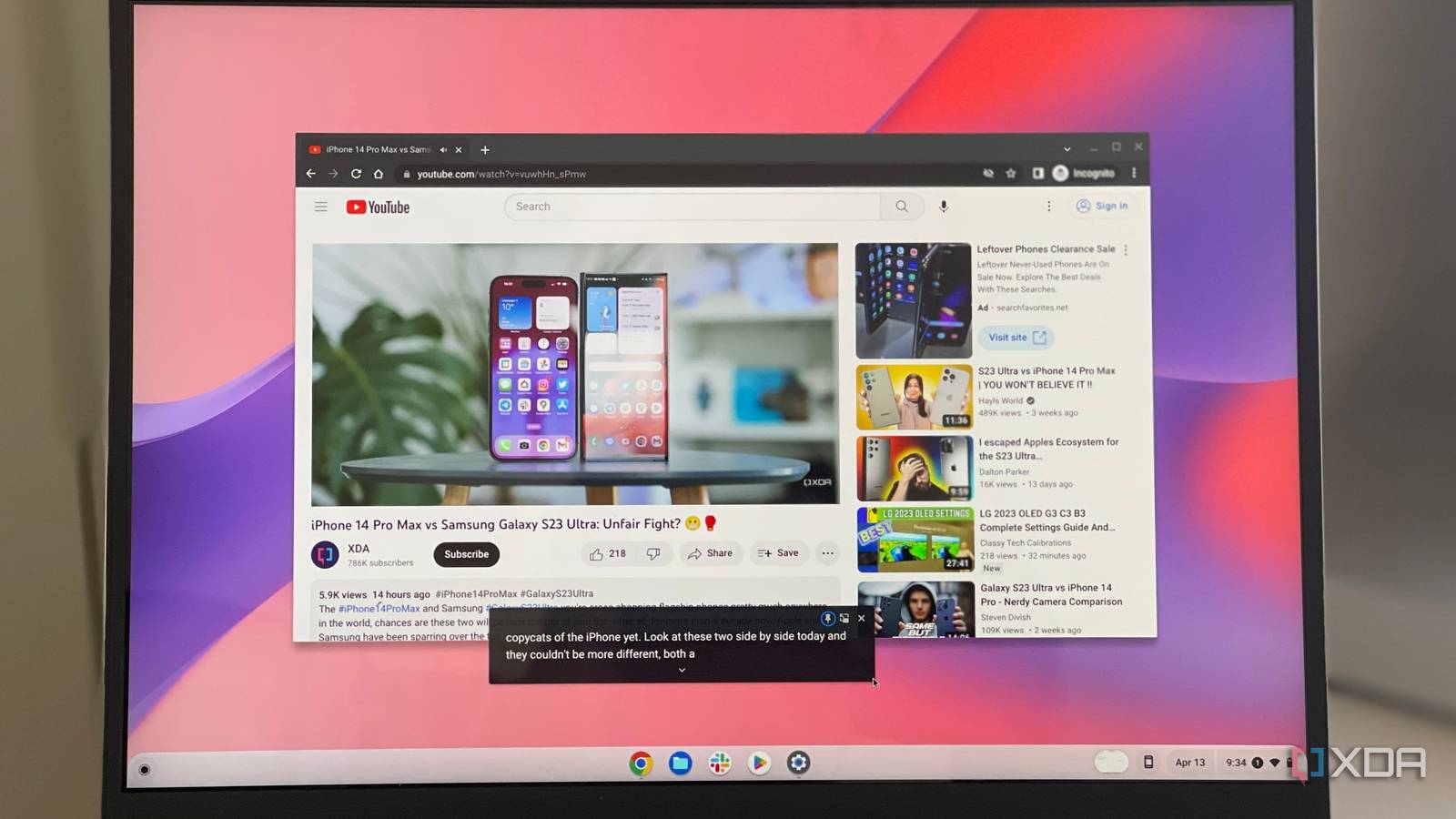 Live captions ChromeOS