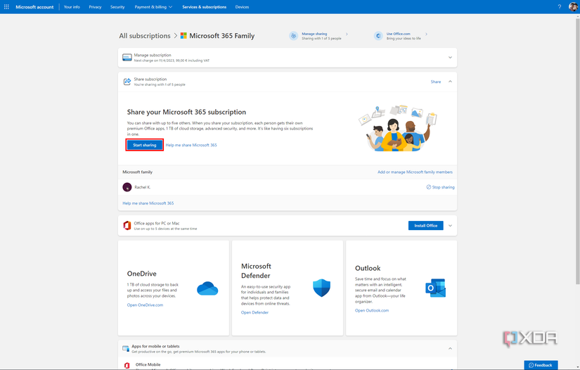 How to share Microsoft 365 Family