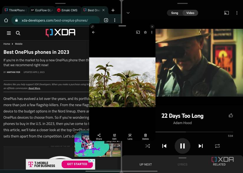 OnePlus Pad screenshot showing multi window support