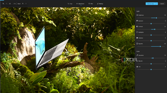 Screenshot of light and color editing tools in the Windows 11 Photos app