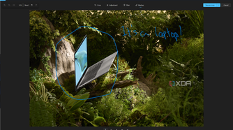 Screenshot of inking tools in the Windows 11 Photos app. A photo is displayed with some handwriting drawn using the inking tools