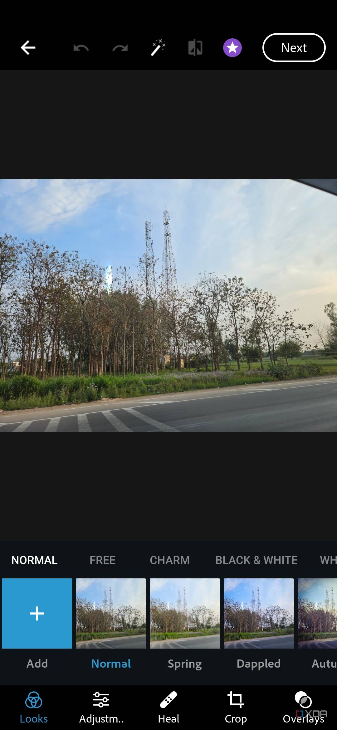 A screenshot captured on Galaxy S23 showing the Photoshop Express.