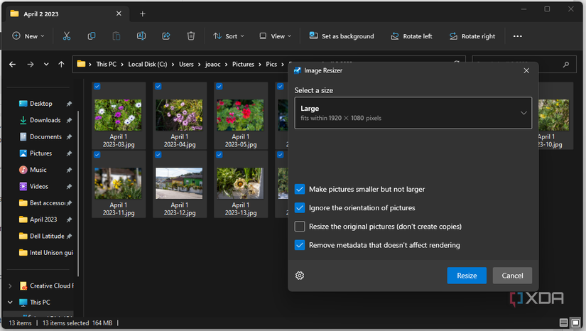 Screenshot of PowerToys Image Resizer