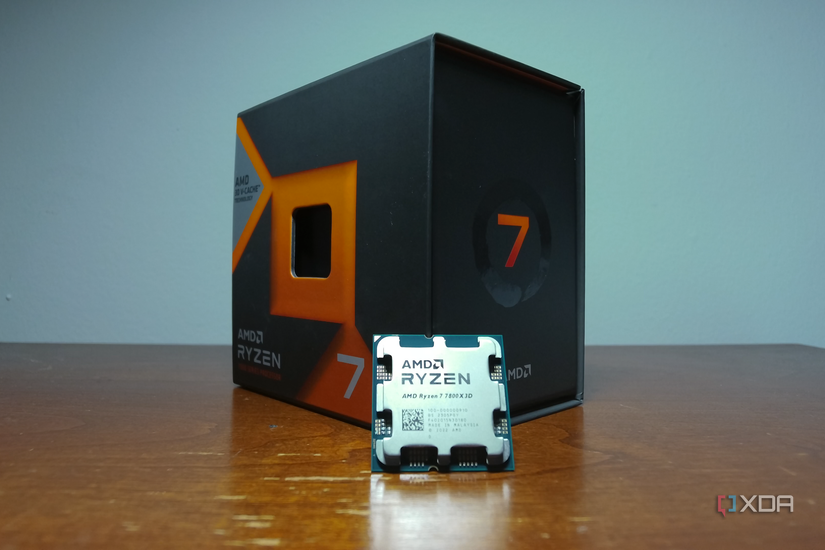 The Ryzen 7 7800X3D CPU and box.