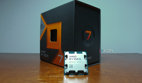 The Ryzen 7 7800X3D CPU and box.