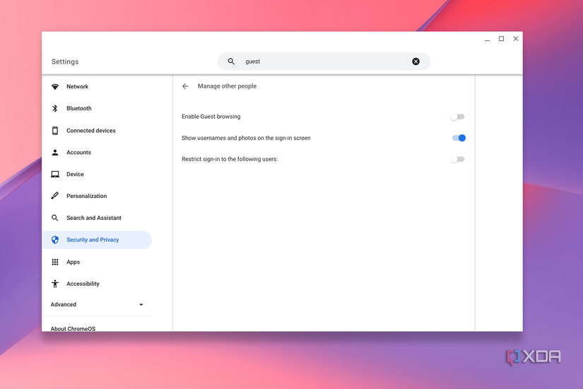 Disabling guest browsing in ChromeOS