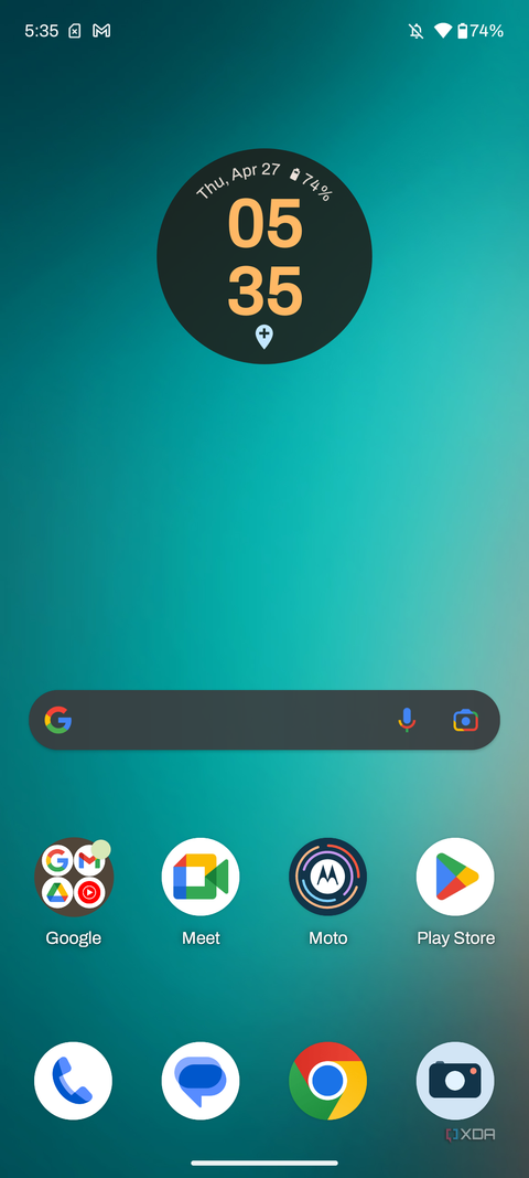 Android 13 home screen on Moto G Power 5G 2023