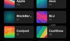 A screenshot showing different collections of stock wallpapers from brands within STOKiE wallpaper app.