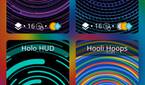 A screenshot showing a collection of spiral wallpapers over a colorful background.