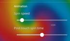 A screenshot showing a bunch of wallpaper customization options over a colorful spiral background.