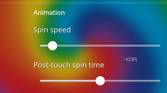 A screenshot showing a bunch of wallpaper customization options over a colorful spiral background.