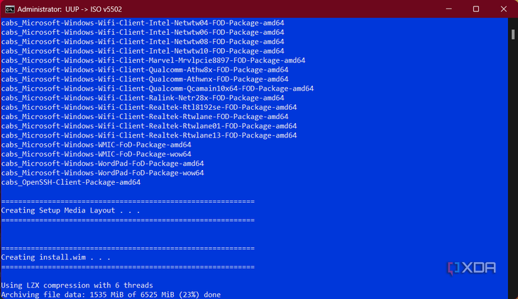 UUP dump creating ISO