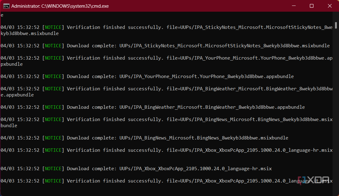 UUP dump downloading