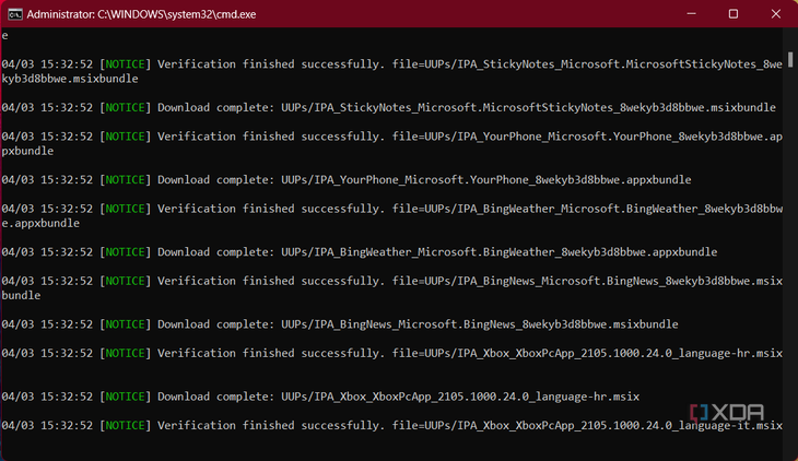 UUP dump downloading