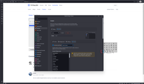 Screenshot of Vivladi settings showing the Dark theme using icons from the Hand Drawn theme